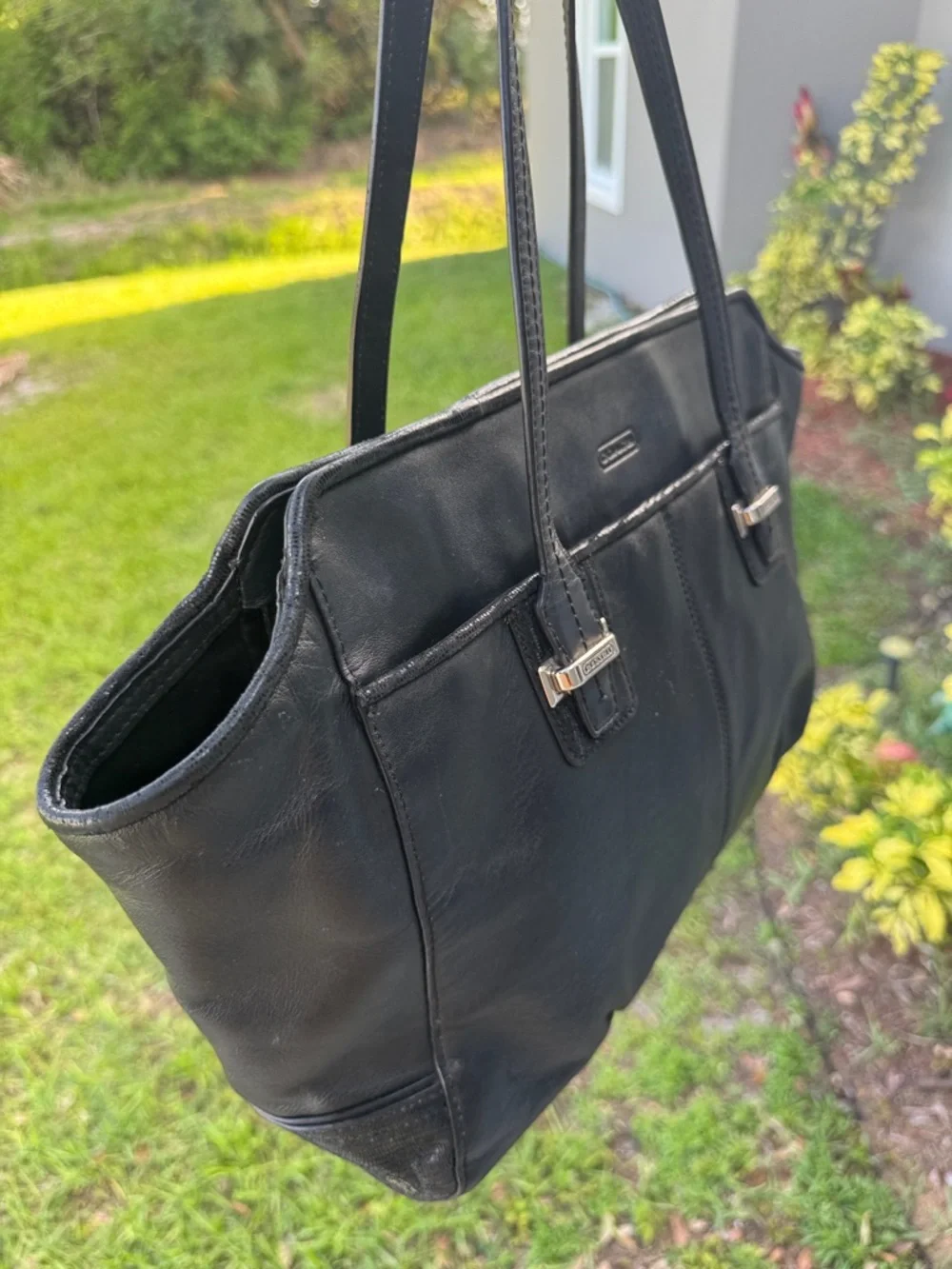 Coach Taylor Alexis black leather carry all